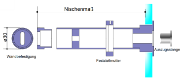 Stabilisierungsstange ausziehbar ø 30 mm
